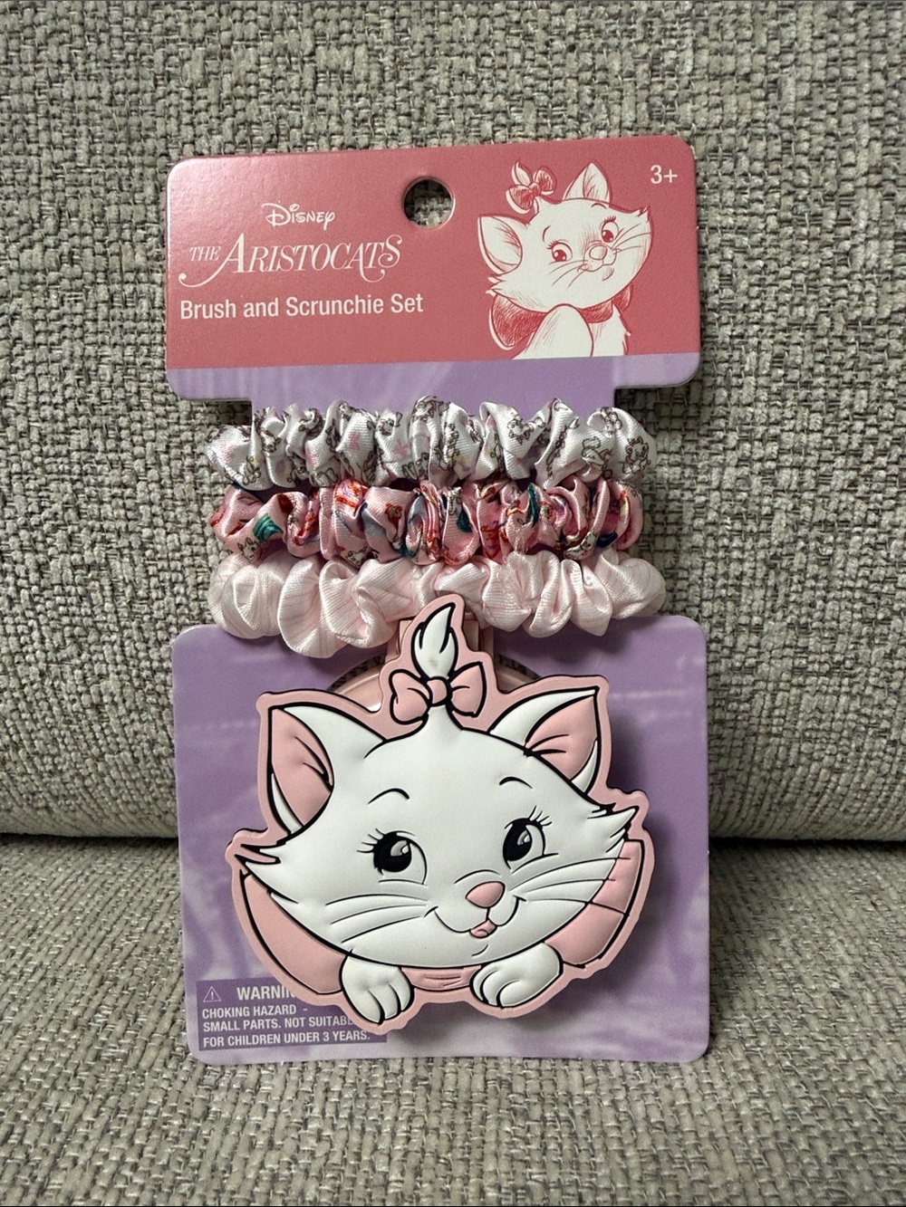 Disney Marie The Aristocats Pink Hair Scrunchies and Brush Set